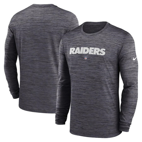 Men's Las Vegas Raiders Black Sideline Team Velocity Performance Long Sleeve T-Shirt